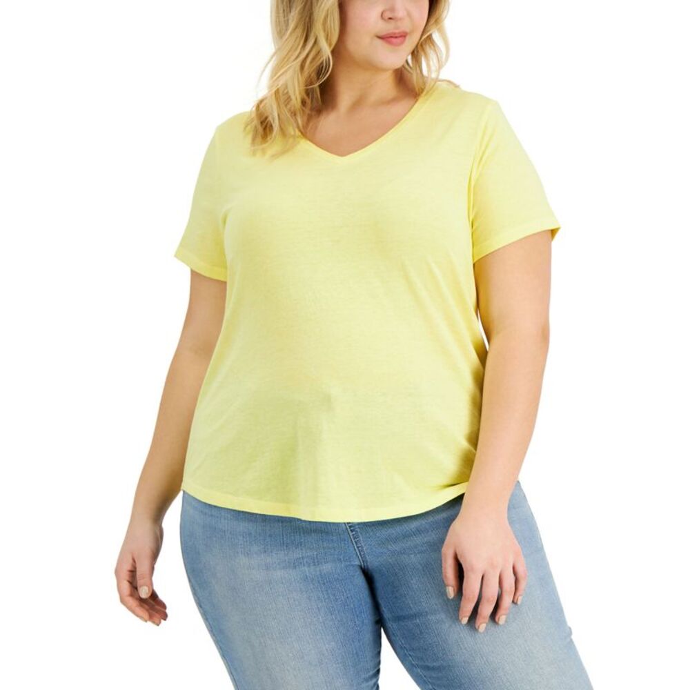 Style & Co Plus Size Solid Burnout T-Shirt